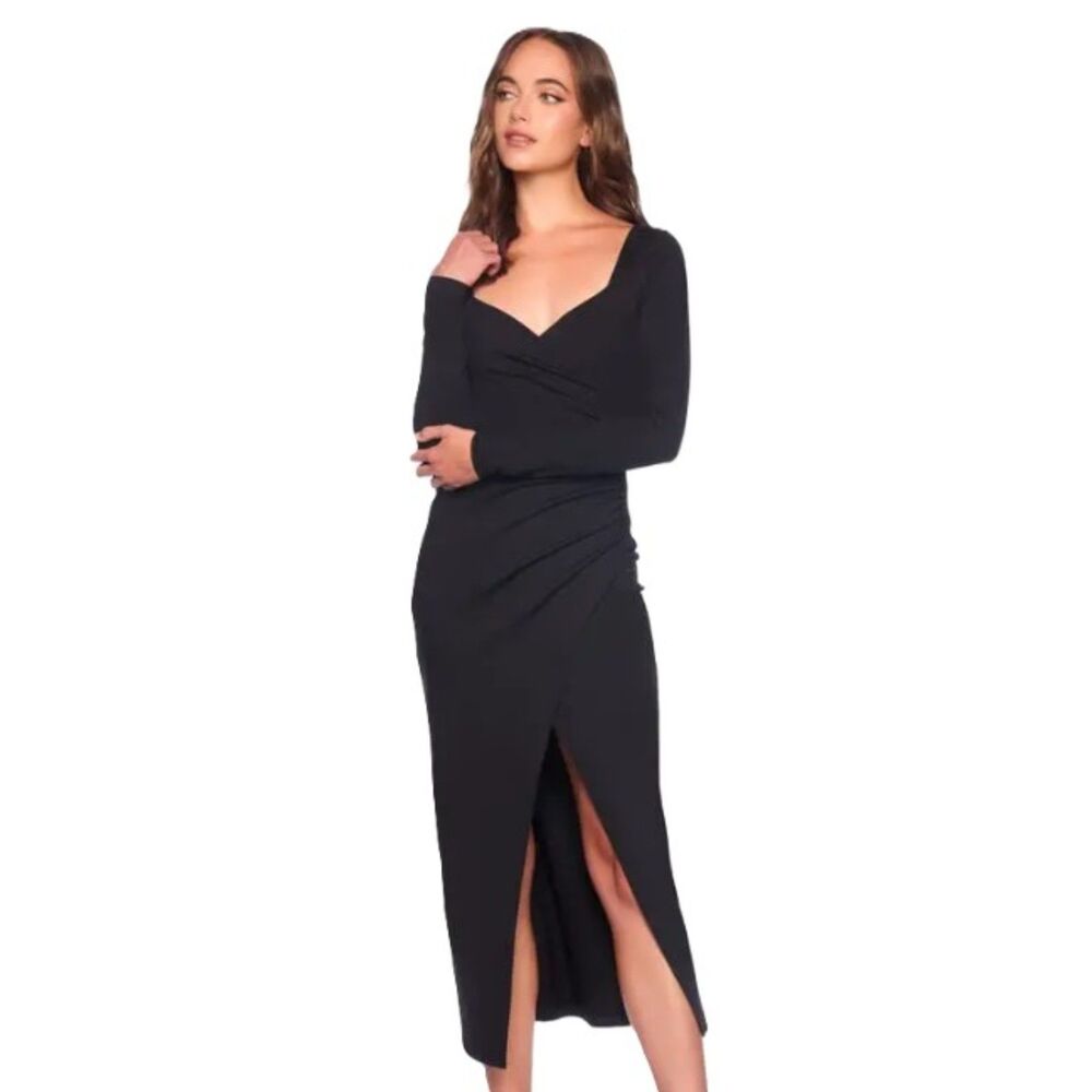Susana Monaco Long Sleeve Wrap Midi Dress in Midnight- Size M - NEW with Tags